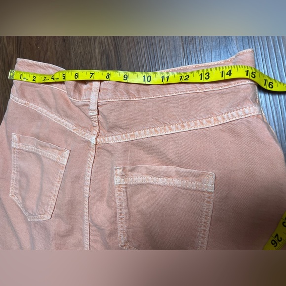 Pilcro Pleated Peach Orange Denim Mini Skirt Raw Hem Women’s Size 8 NWT - Picture 10 of 10